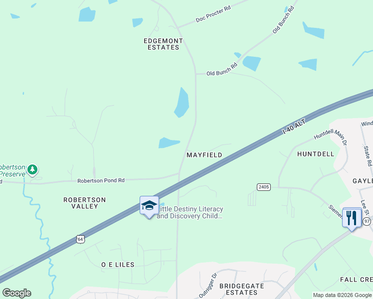 map of restaurants, bars, coffee shops, grocery stores, and more near 1555 Edgemont Road in Wendell