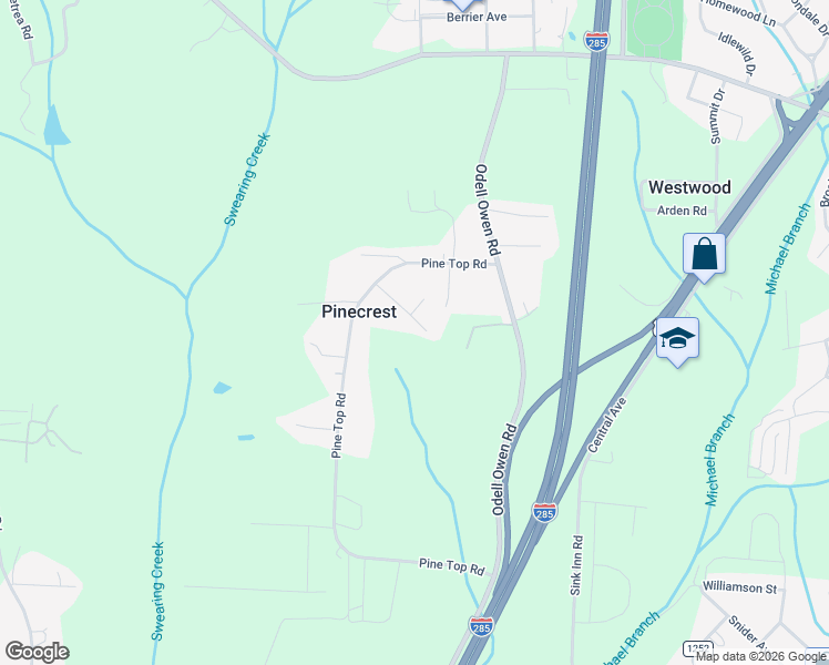 map of restaurants, bars, coffee shops, grocery stores, and more near 249 Pinecrest Drive in Lexington
