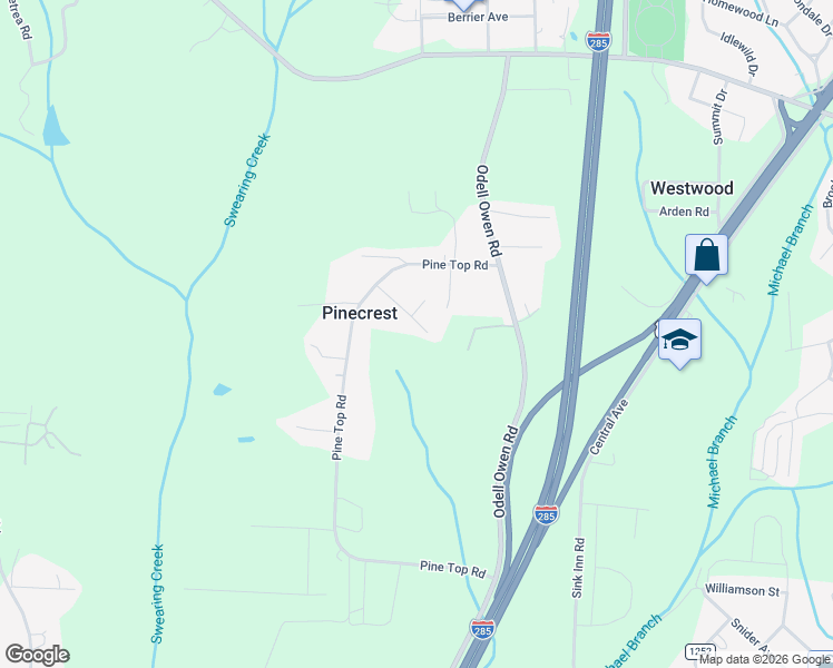 map of restaurants, bars, coffee shops, grocery stores, and more near 249 Pinecrest Drive in Lexington