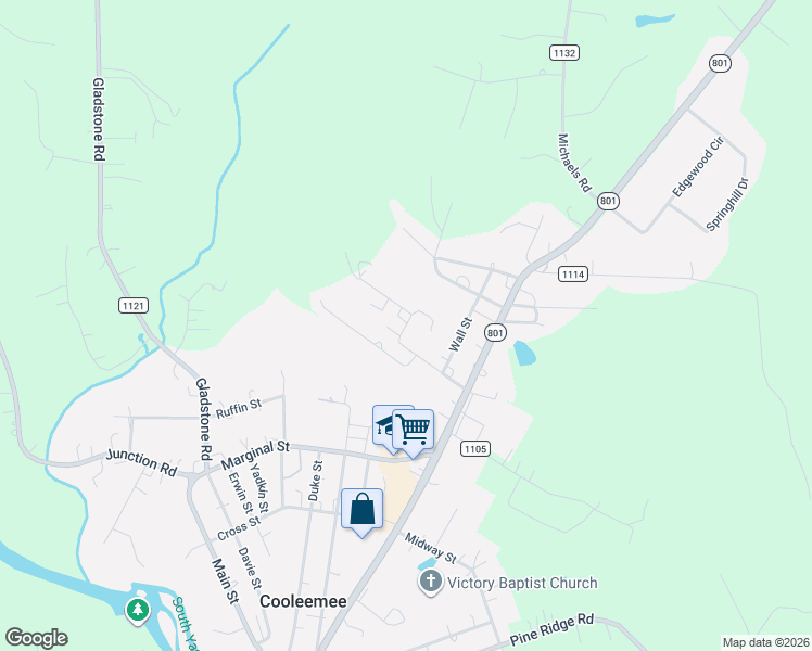 map of restaurants, bars, coffee shops, grocery stores, and more near 135 Leanne Lane in Mocksville