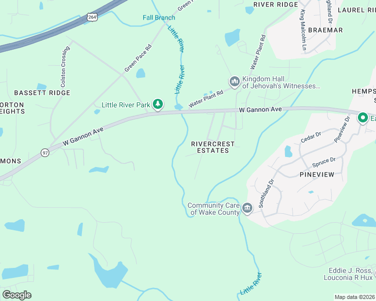 map of restaurants, bars, coffee shops, grocery stores, and more near 219 Riverside Drive in Zebulon