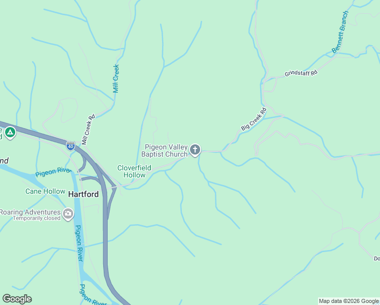 map of restaurants, bars, coffee shops, grocery stores, and more near 3226 Big Creek Road in Hartford