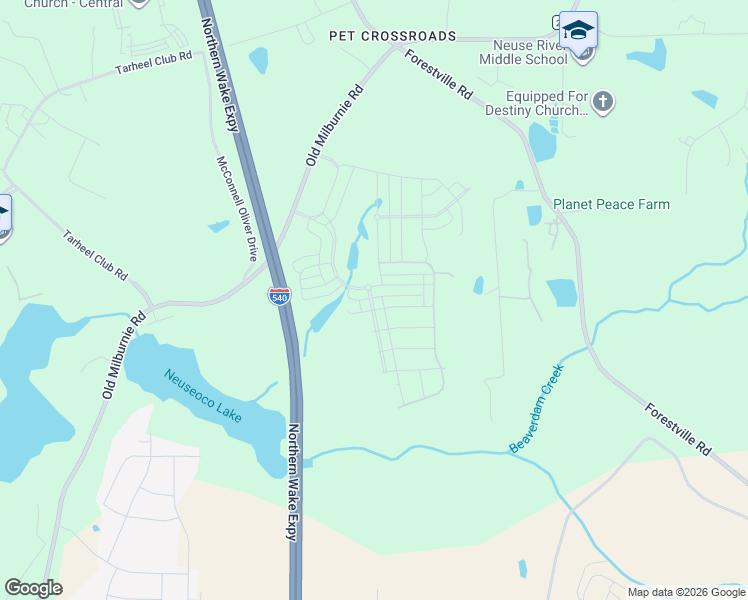 map of restaurants, bars, coffee shops, grocery stores, and more near 6030 Forestville Road in Raleigh