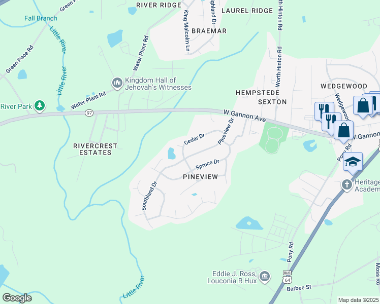 map of restaurants, bars, coffee shops, grocery stores, and more near in Zebulon