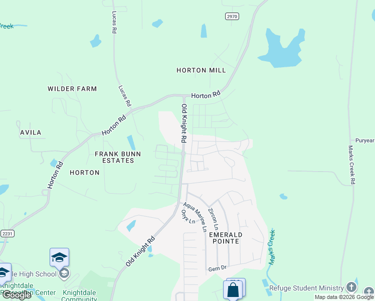 map of restaurants, bars, coffee shops, grocery stores, and more near 1201 Jasmine View Way in Knightdale