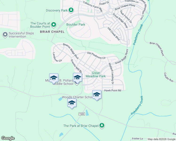 map of restaurants, bars, coffee shops, grocery stores, and more near 57 Meadows Edge Drive in Chapel Hill