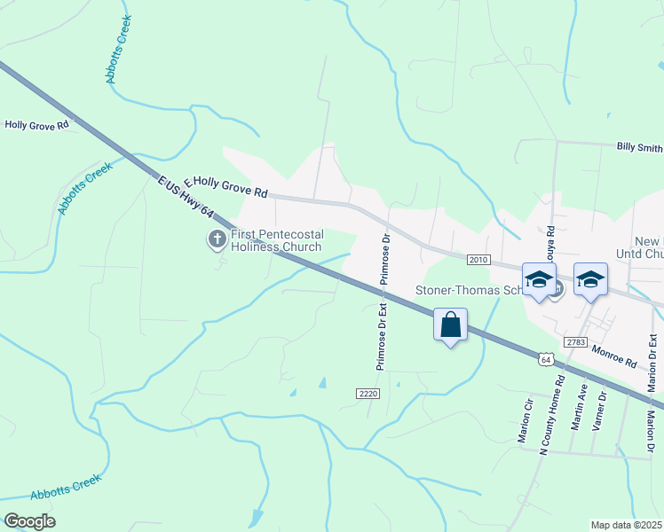 map of restaurants, bars, coffee shops, grocery stores, and more near 1737 East US Highway 64 in Lexington