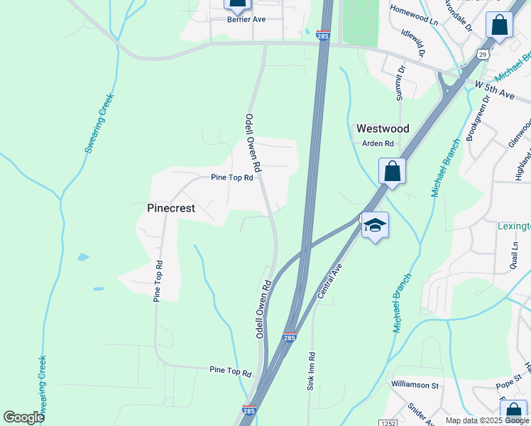 map of restaurants, bars, coffee shops, grocery stores, and more near 676 Odell Owen Road in Lexington