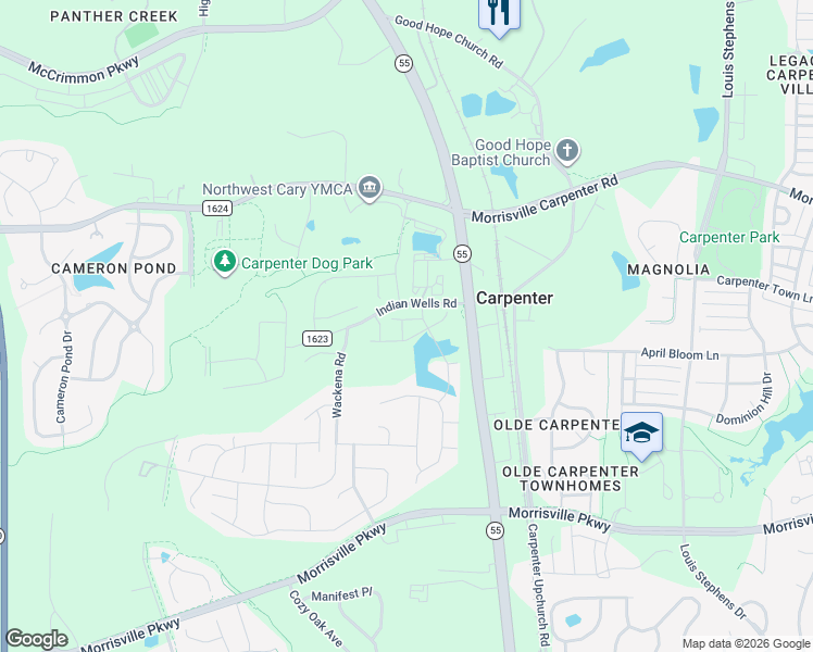 map of restaurants, bars, coffee shops, grocery stores, and more near 708 Chelsea Grove Drive in Cary