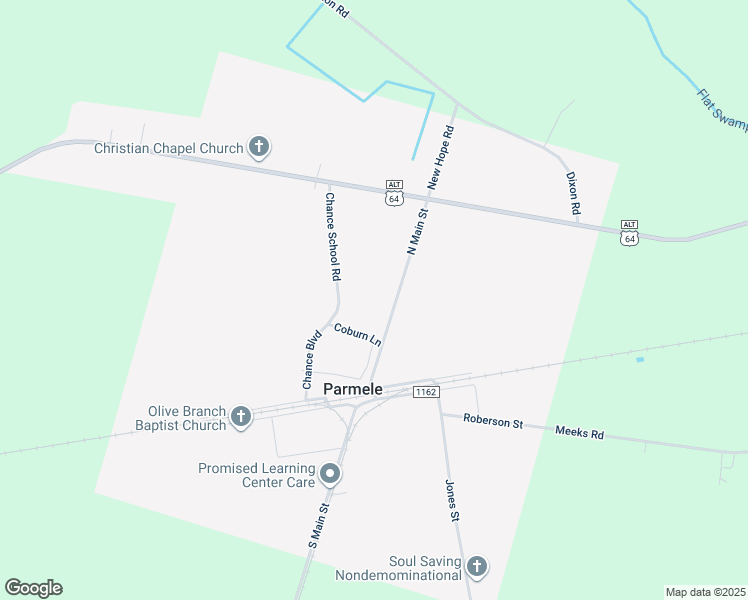 map of restaurants, bars, coffee shops, grocery stores, and more near 1201-1351 North Main Street in Robersonville