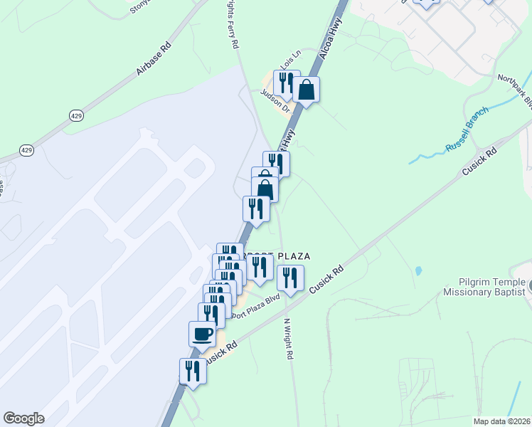 map of restaurants, bars, coffee shops, grocery stores, and more near 2754 Alcoa Highway in Alcoa