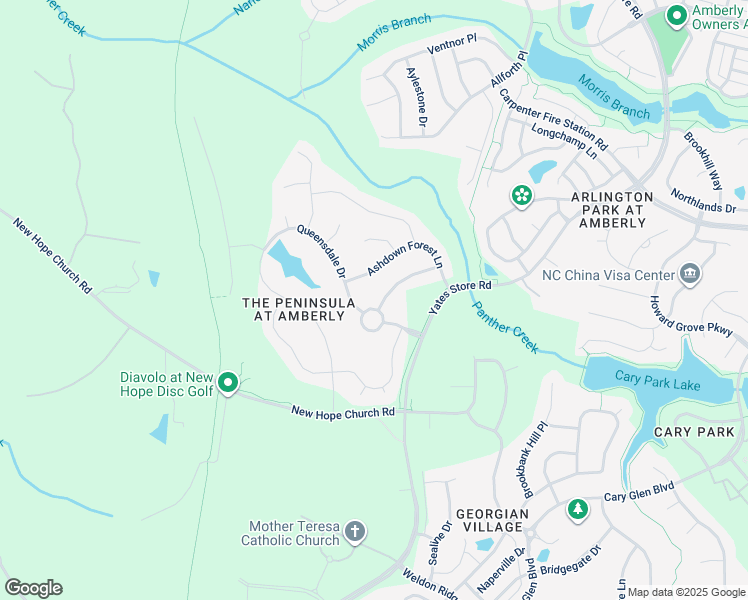 map of restaurants, bars, coffee shops, grocery stores, and more near 2014 Burrus Hall Circle in Cary