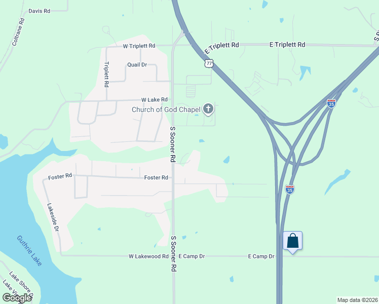 map of restaurants, bars, coffee shops, grocery stores, and more near 5722 South Sooner Road in Guthrie
