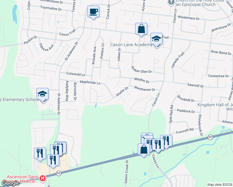 map of restaurants, bars, coffee shops, grocery stores, and more near 2008 Shafer Drive in Murfreesboro