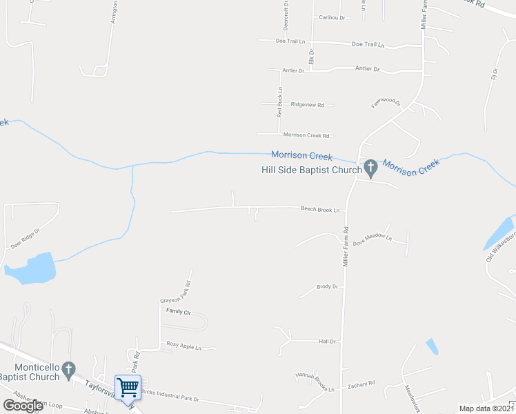 map of restaurants, bars, coffee shops, grocery stores, and more near 298 Beech Brook Lane in Statesville