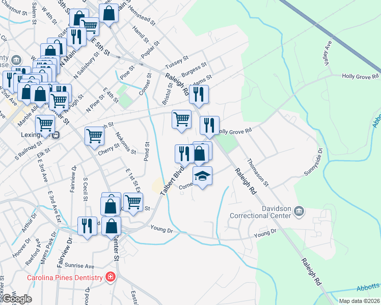map of restaurants, bars, coffee shops, grocery stores, and more near 283 North Talbert Boulevard in Lexington