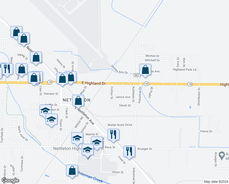 map of restaurants, bars, coffee shops, grocery stores, and more near 2010 Cotton Street in Jonesboro