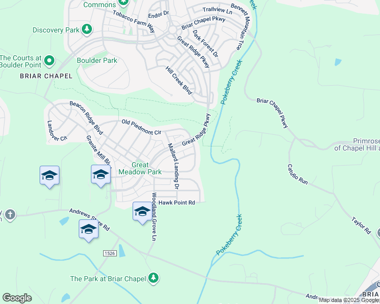 map of restaurants, bars, coffee shops, grocery stores, and more near 24 Monarch Trail in Chapel Hill