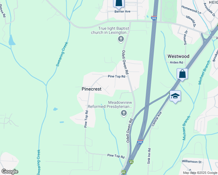 map of restaurants, bars, coffee shops, grocery stores, and more near 132 Crest Circle in Lexington