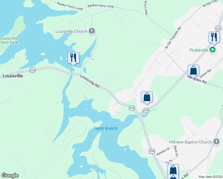 map of restaurants, bars, coffee shops, grocery stores, and more near 3128 Louisville Road in Louisville