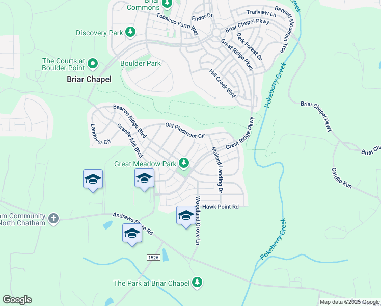 map of restaurants, bars, coffee shops, grocery stores, and more near 83 Salt Cedar Lane in Chapel Hill