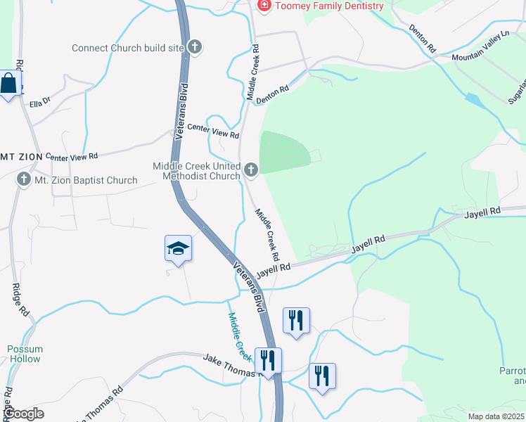 map of restaurants, bars, coffee shops, grocery stores, and more near 1856 Middle Creek Road in Pigeon Forge