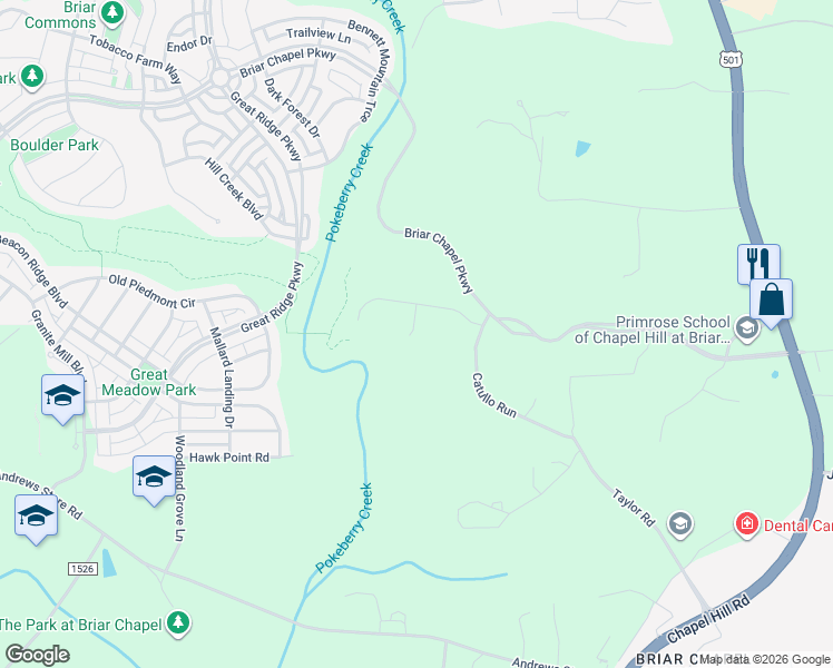 map of restaurants, bars, coffee shops, grocery stores, and more near in Chapel Hill