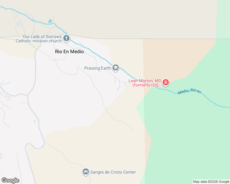 map of restaurants, bars, coffee shops, grocery stores, and more near 62 Rio En Medio Road in Santa Fe