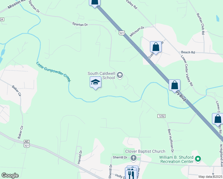 map of restaurants, bars, coffee shops, grocery stores, and more near 7035 Spartan Drive in Hudson