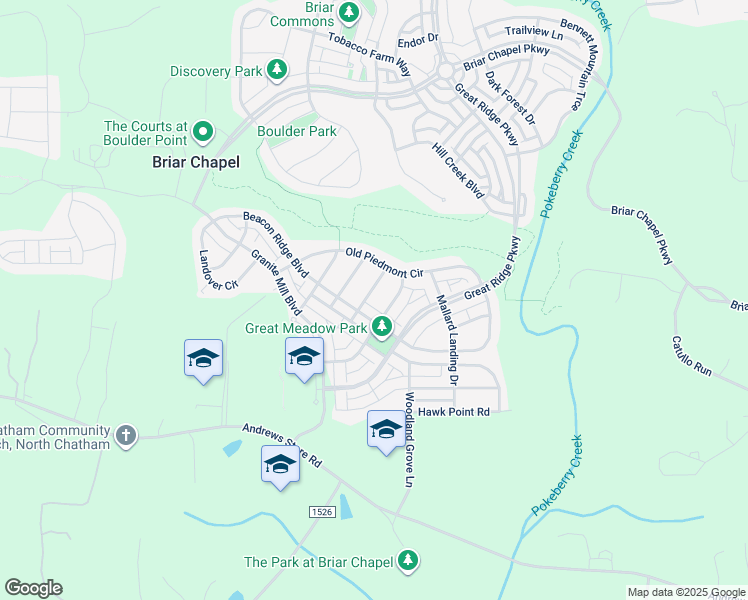 map of restaurants, bars, coffee shops, grocery stores, and more near 103 Shady Oak Trail in Chapel Hill