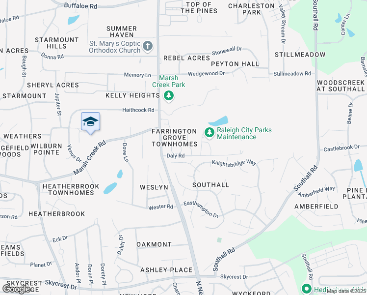 map of restaurants, bars, coffee shops, grocery stores, and more near 2751 Andover Glen Road in Raleigh