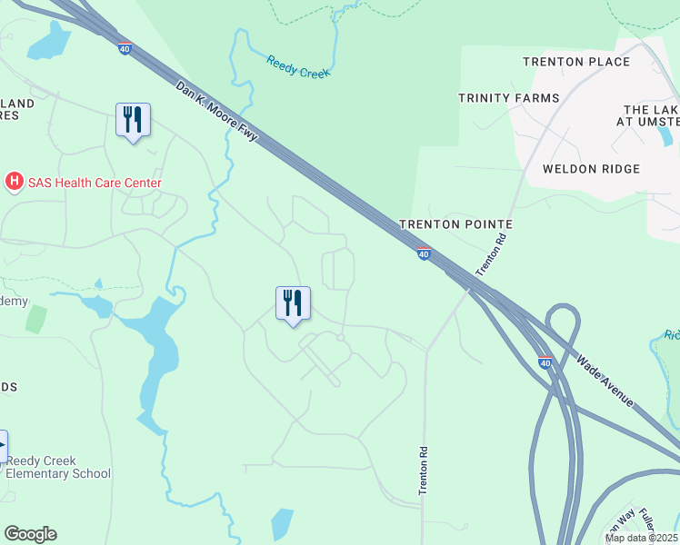 map of restaurants, bars, coffee shops, grocery stores, and more near 801 SAS Campus Drive in Cary