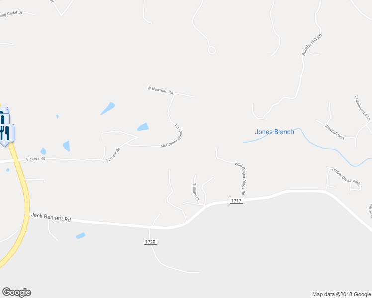 map of restaurants, bars, coffee shops, grocery stores, and more near 240 McGregor Woods Road in Chapel Hill
