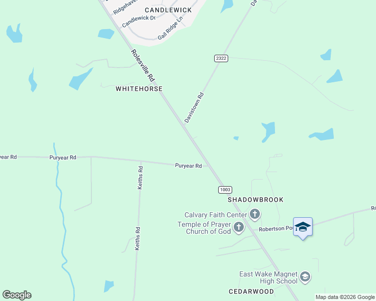 map of restaurants, bars, coffee shops, grocery stores, and more near 3005 Puryear Road in Knightdale