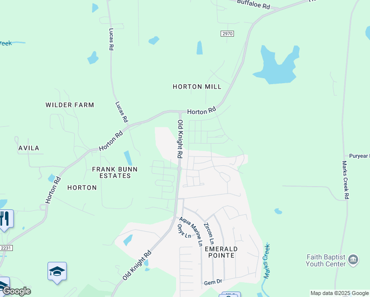 map of restaurants, bars, coffee shops, grocery stores, and more near in Knightdale