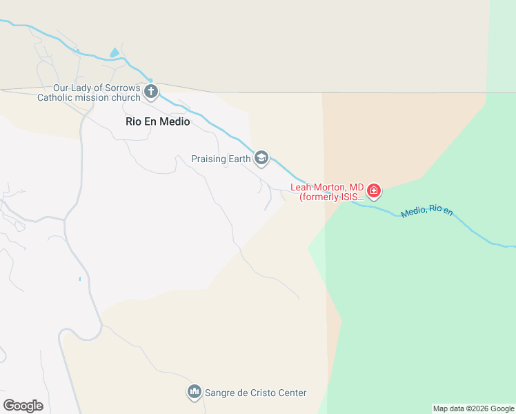 map of restaurants, bars, coffee shops, grocery stores, and more near 62 Rio En Medio Road in Santa Fe
