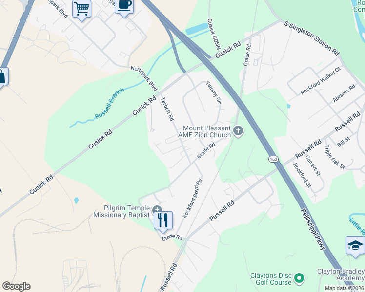 map of restaurants, bars, coffee shops, grocery stores, and more near 100 Boulder Street in Maryville