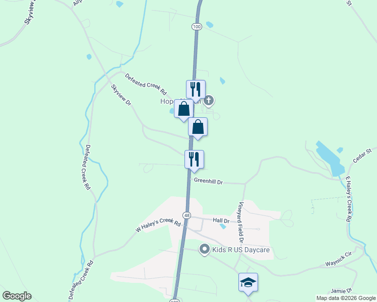 map of restaurants, bars, coffee shops, grocery stores, and more near 1046 Tennessee 100 in Centerville