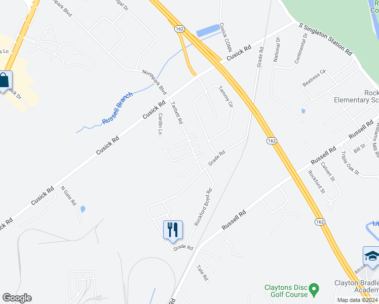 map of restaurants, bars, coffee shops, grocery stores, and more near 118 Boulder Street in Maryville