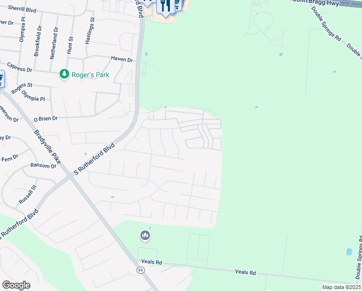 map of restaurants, bars, coffee shops, grocery stores, and more near 1979 Gateland Drive in Murfreesboro