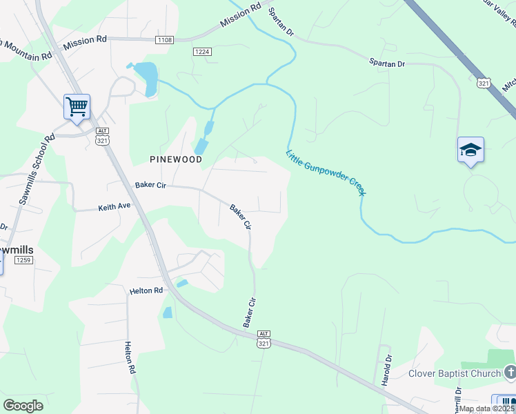 map of restaurants, bars, coffee shops, grocery stores, and more near 4433 Villa Lane in Granite Falls