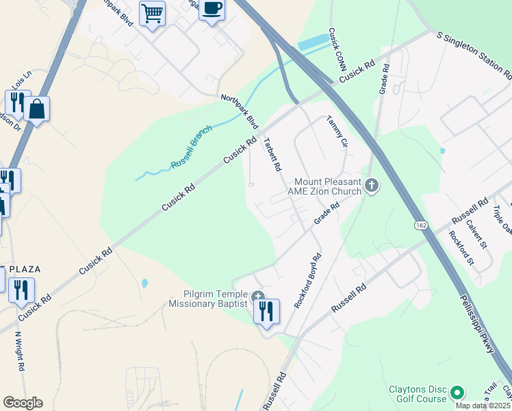 map of restaurants, bars, coffee shops, grocery stores, and more near 299 Pebble Lane in Maryville