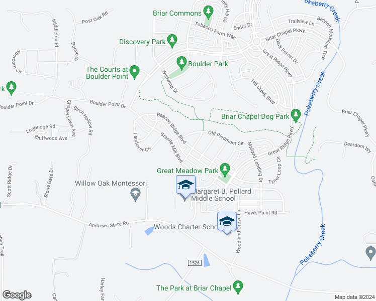 map of restaurants, bars, coffee shops, grocery stores, and more near 118 Rock Ledge Drive in Chapel Hill