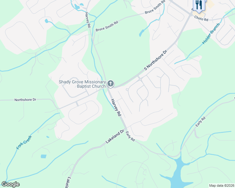 map of restaurants, bars, coffee shops, grocery stores, and more near 1705 Bonnie Roach Lane in Knoxville