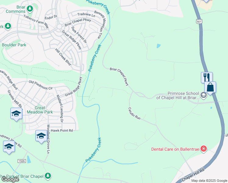 map of restaurants, bars, coffee shops, grocery stores, and more near in Chapel Hill