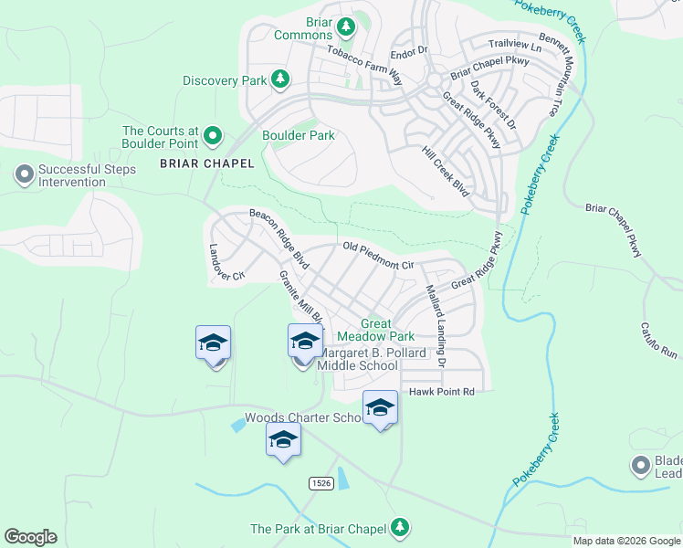 map of restaurants, bars, coffee shops, grocery stores, and more near 64 Juneberry Drive in Chapel Hill