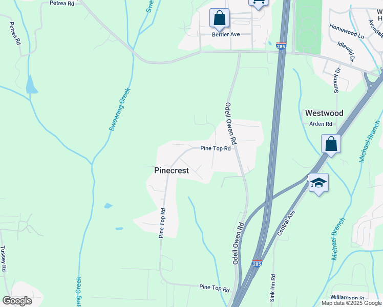 map of restaurants, bars, coffee shops, grocery stores, and more near 1084 Pine Top Road in Lexington