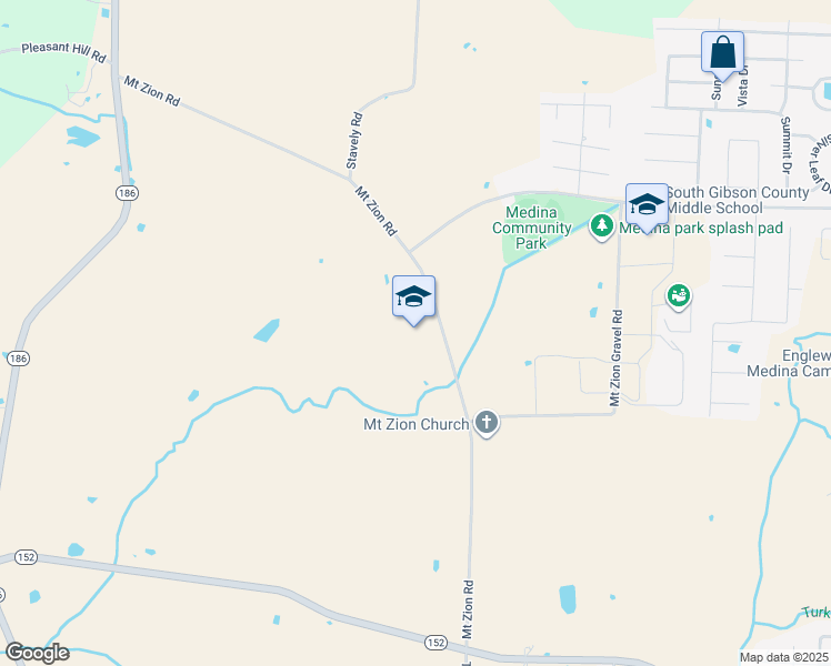 map of restaurants, bars, coffee shops, grocery stores, and more near 100 Mount Zion Road in Medina