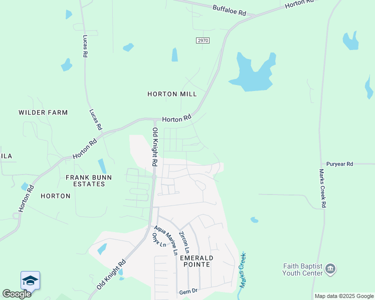 map of restaurants, bars, coffee shops, grocery stores, and more near 2016 Horton Road in Knightdale