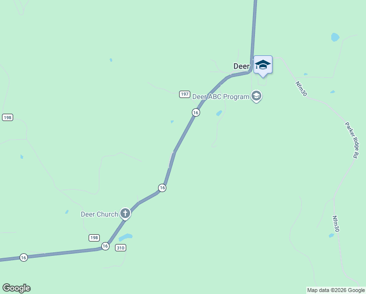 map of restaurants, bars, coffee shops, grocery stores, and more near Arkansas 16 in Deer